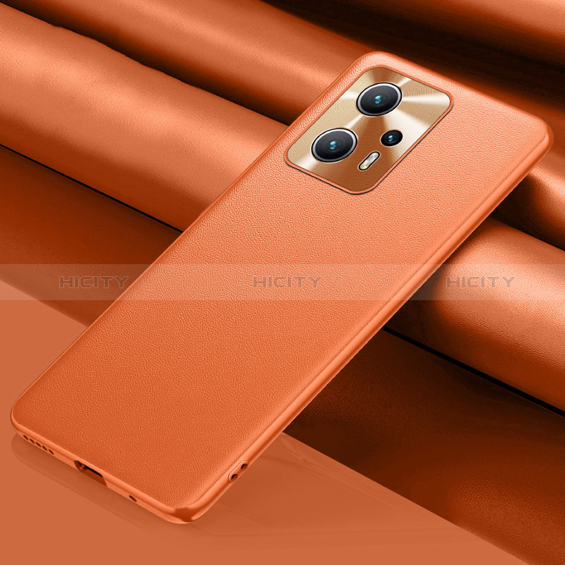 Custodia Lusso Pelle Cover QK1 per Xiaomi Poco X4 GT 5G Arancione