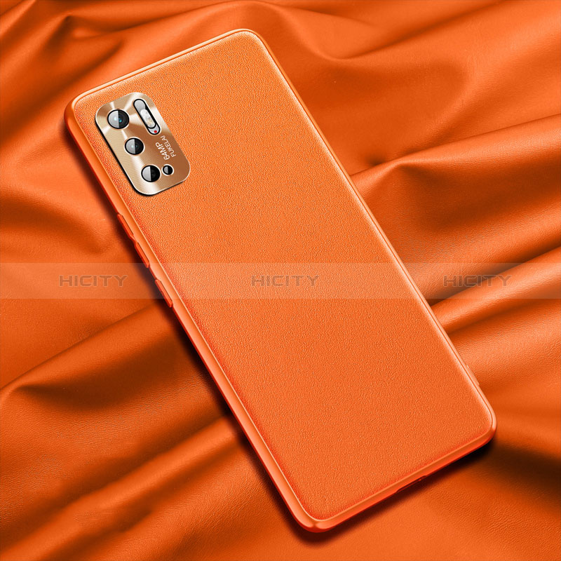 Custodia Lusso Pelle Cover QK1 per Xiaomi Redmi Note 10 5G Arancione