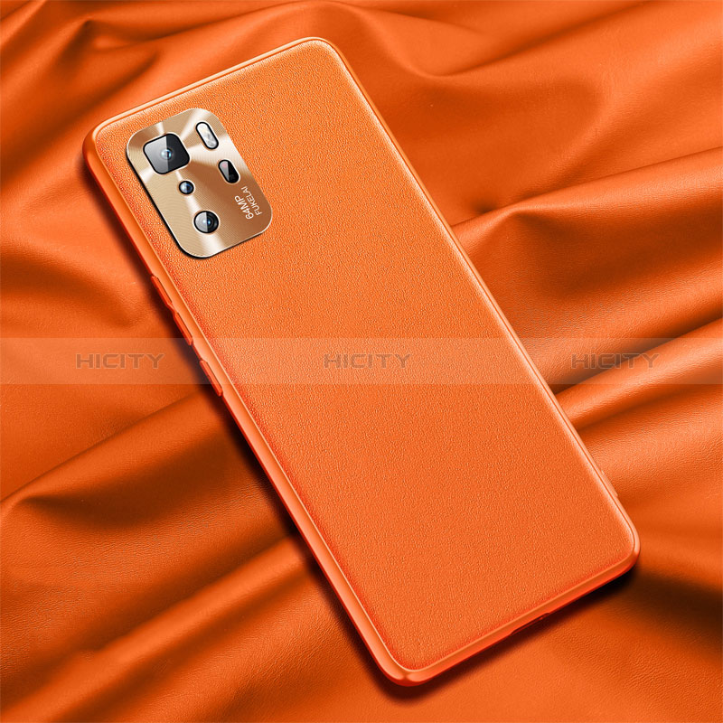 Custodia Lusso Pelle Cover QK1 per Xiaomi Redmi Note 10 Pro 5G Arancione