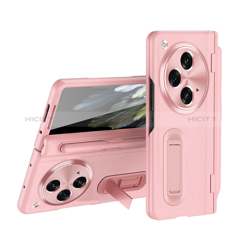 Custodia Lusso Pelle Cover QK2 per Oppo Find N3 5G Rosa