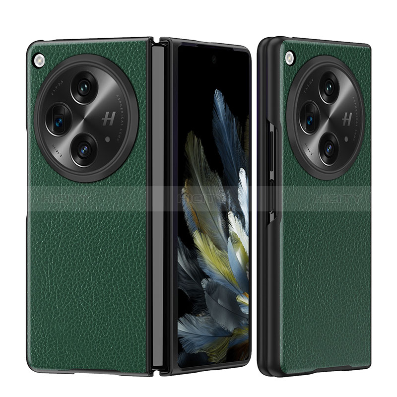 Custodia Lusso Pelle Cover QK3 per OnePlus Open 5G Verde