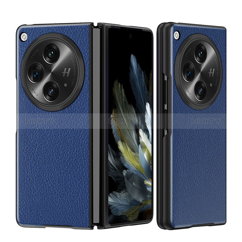 Custodia Lusso Pelle Cover QK3 per Oppo Find N3 5G Blu