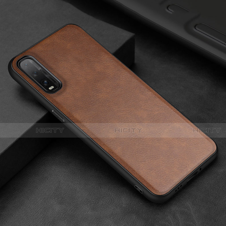 Custodia Lusso Pelle Cover R01 per Oppo Find X2 Marrone