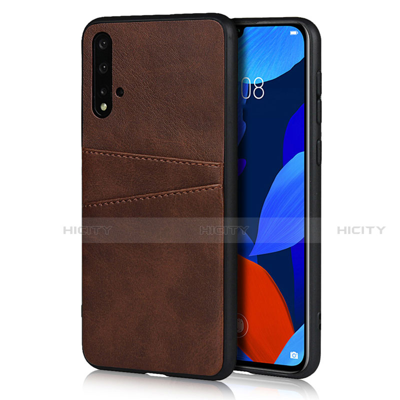 Custodia Lusso Pelle Cover R02 per Huawei Nova 5 Pro Marrone