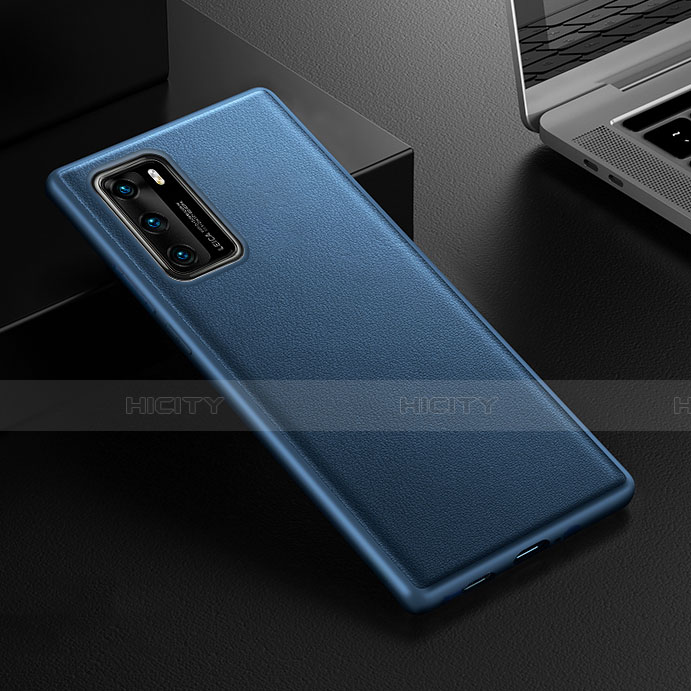 Custodia Lusso Pelle Cover R02 per Huawei P40 Blu