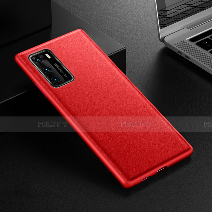 Custodia Lusso Pelle Cover R02 per Huawei P40 Rosso