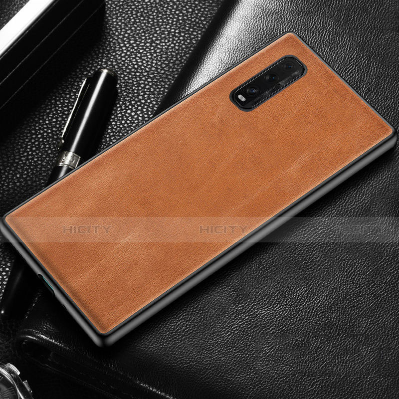 Custodia Lusso Pelle Cover R02 per Oppo Find X2 Arancione