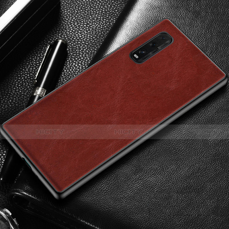 Custodia Lusso Pelle Cover R02 per Oppo Find X2 Rosso