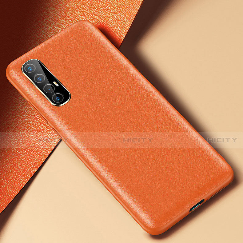 Custodia Lusso Pelle Cover R02 per Oppo Reno3 Pro Arancione