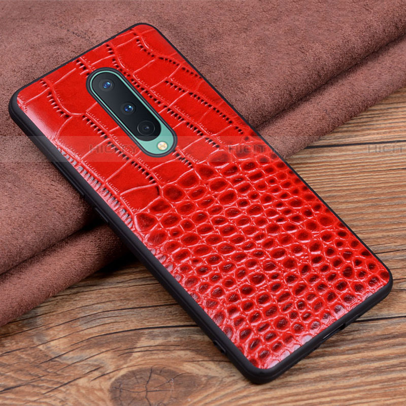 Custodia Lusso Pelle Cover R04 per OnePlus 8 Rosso