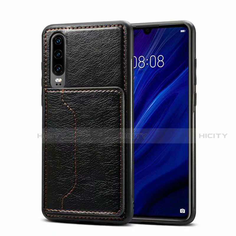 Custodia Lusso Pelle Cover R05 per Huawei P30 Nero