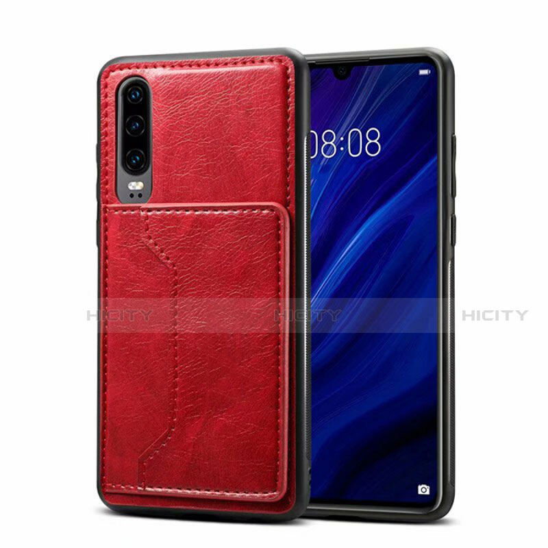 Custodia Lusso Pelle Cover R05 per Huawei P30 Rosso