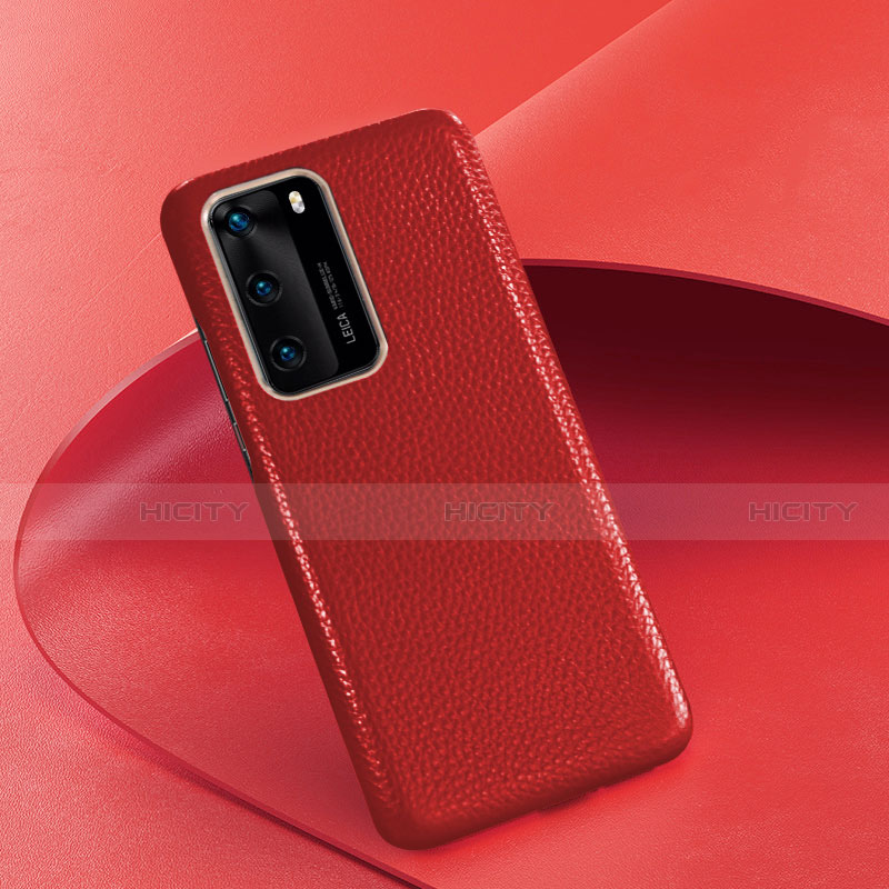 Custodia Lusso Pelle Cover R05 per Huawei P40 Rosso