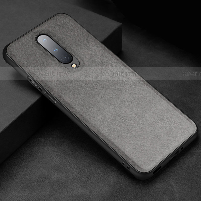 Custodia Lusso Pelle Cover R06 per OnePlus 8 Grigio