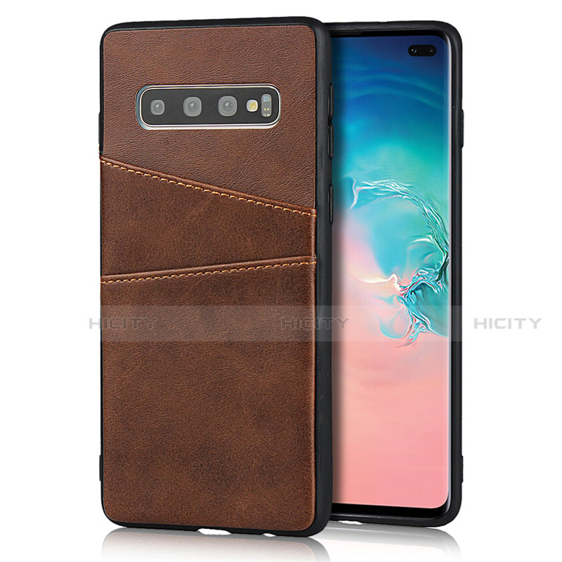 Custodia Lusso Pelle Cover R06 per Samsung Galaxy S10 Plus Marrone