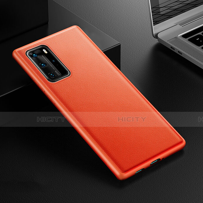 Custodia Lusso Pelle Cover R07 per Huawei P40 Pro Arancione