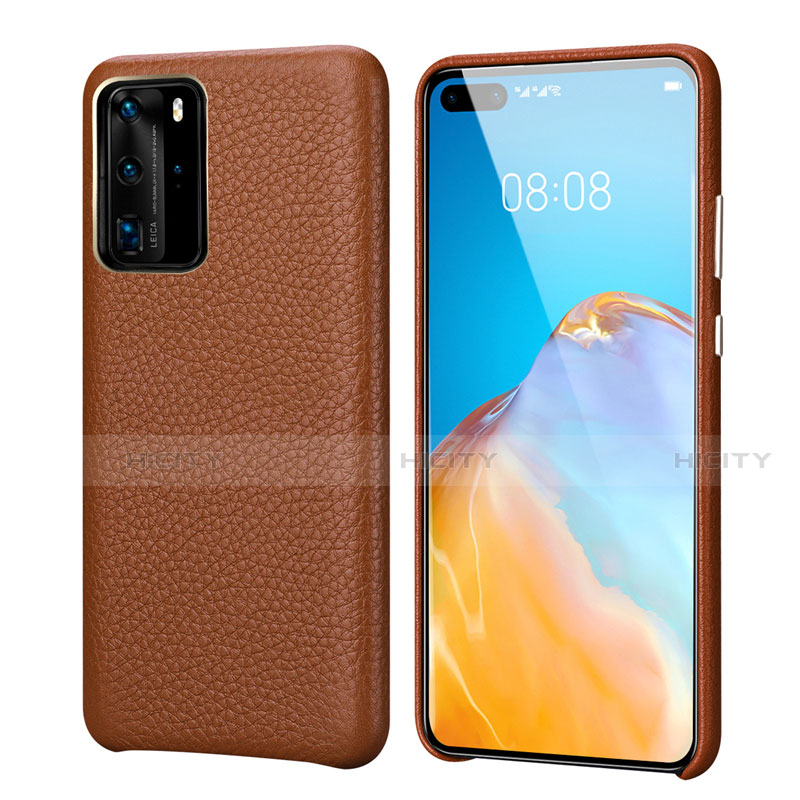 Custodia Lusso Pelle Cover R09 per Huawei P40 Pro Marrone