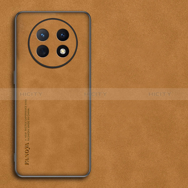 Custodia Lusso Pelle Cover S01 per Huawei Nova Y91 Arancione