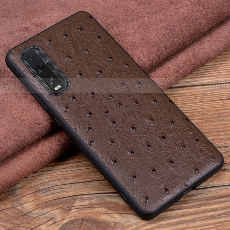 Custodia Lusso Pelle Cover S01 per Oppo Find X2 Marrone