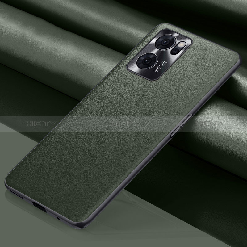 Custodia Lusso Pelle Cover S01 per Oppo Find X5 Lite 5G Verde