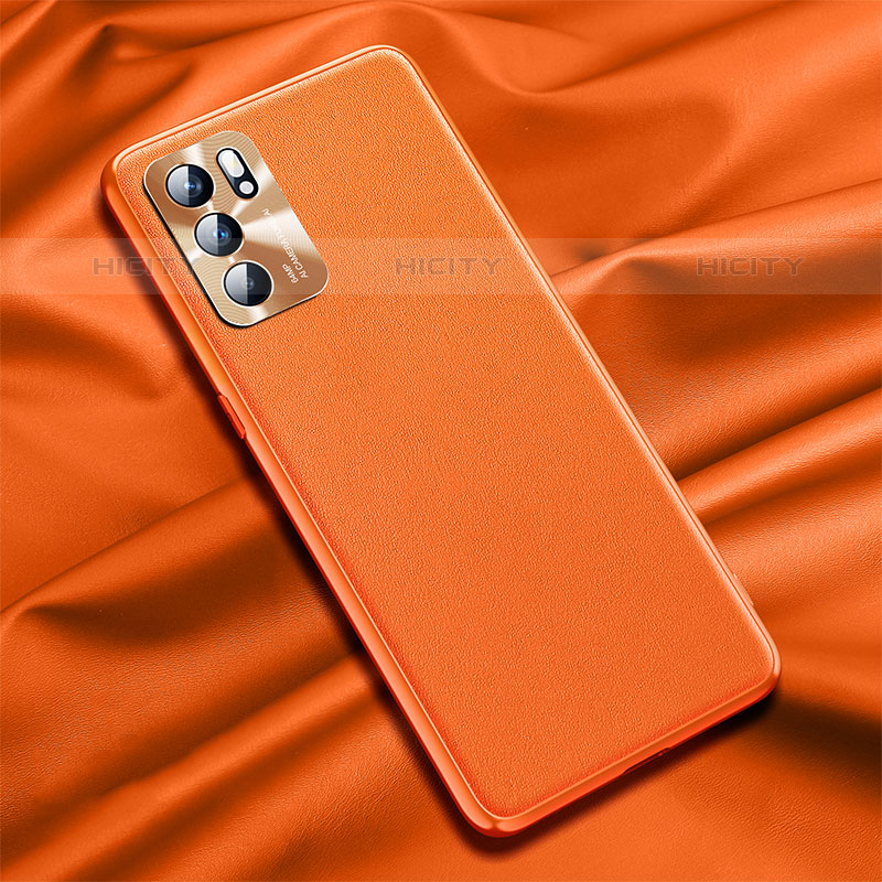 Custodia Lusso Pelle Cover S01 per Oppo Reno6 5G Arancione