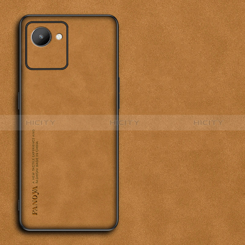 Custodia Lusso Pelle Cover S01 per Realme C30 Arancione