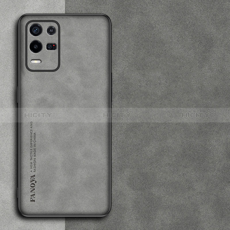 Custodia Lusso Pelle Cover S01 per Realme Q3i 5G Grigio