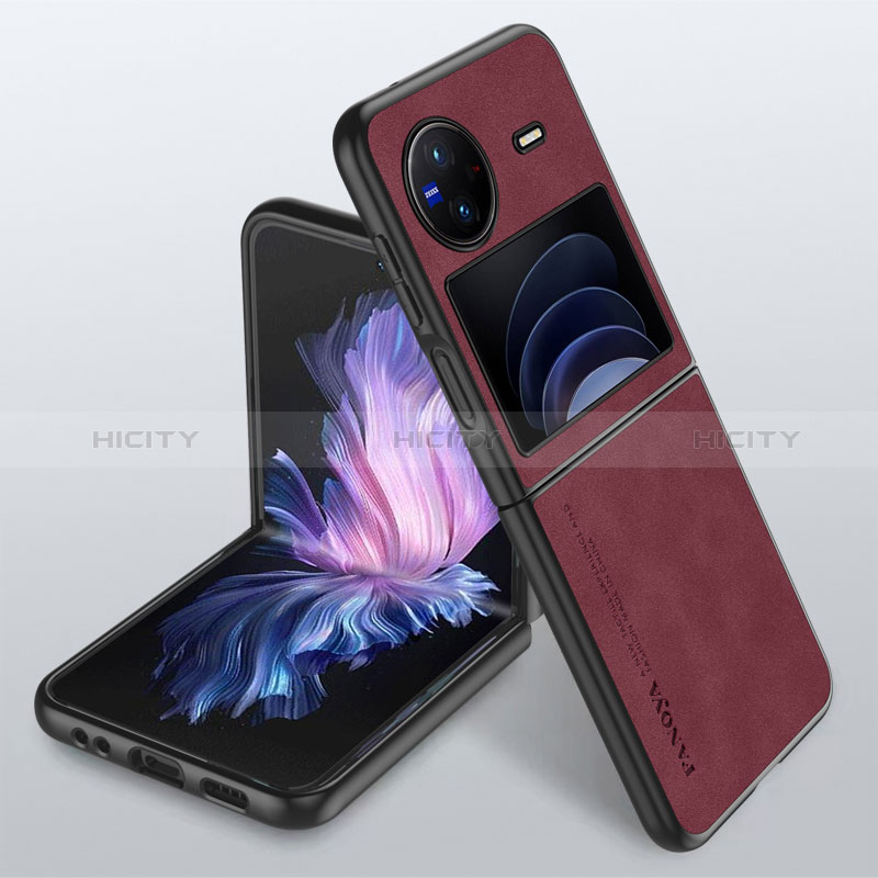 Custodia Lusso Pelle Cover S01 per Vivo X Flip 5G Rosso