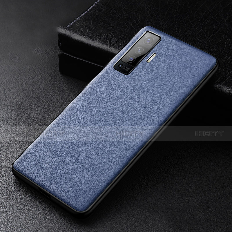 Custodia Lusso Pelle Cover S01 per Vivo X50 5G Blu