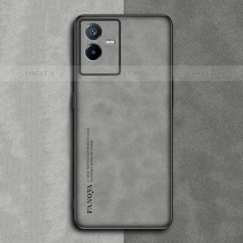 Custodia Lusso Pelle Cover S01 per Vivo Y73t Grigio