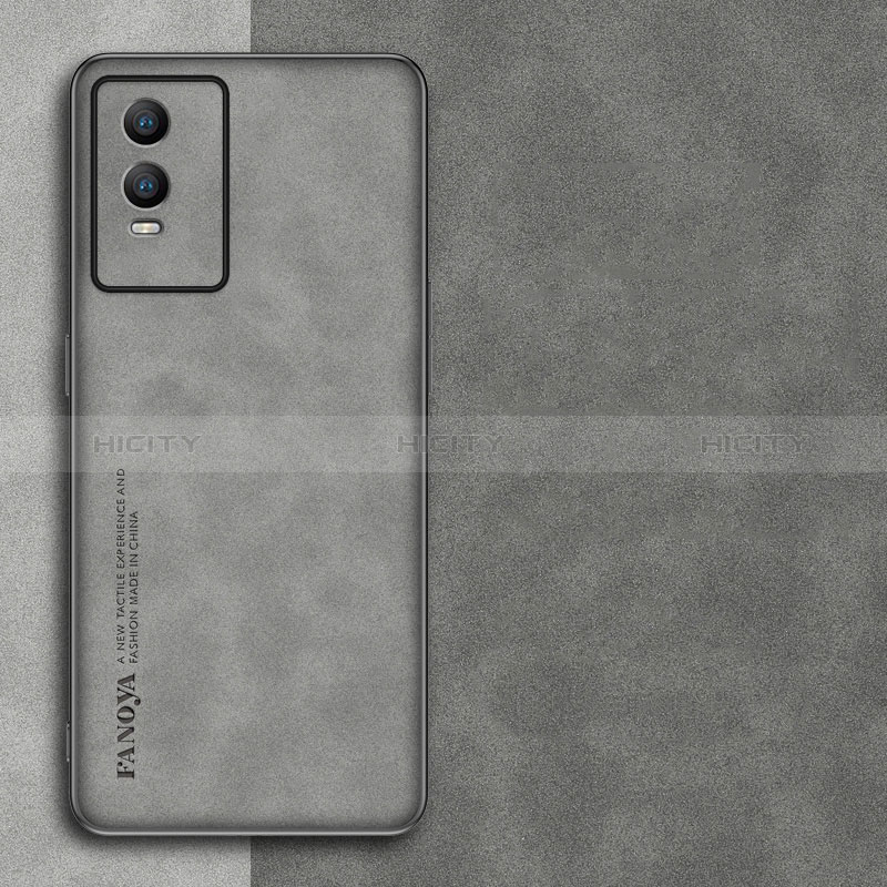 Custodia Lusso Pelle Cover S01 per Vivo Y76s 5G Grigio