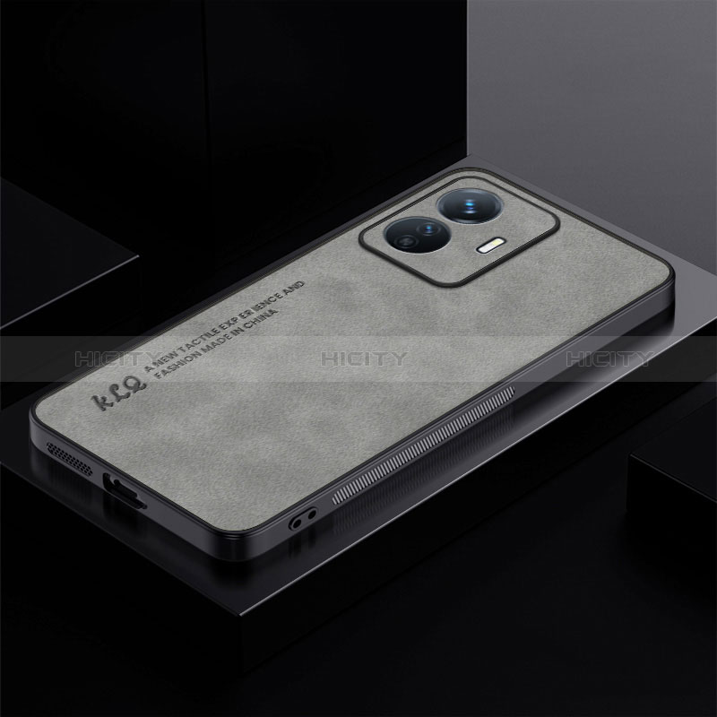 Custodia Lusso Pelle Cover S01 per Vivo Y77e 5G Grigio