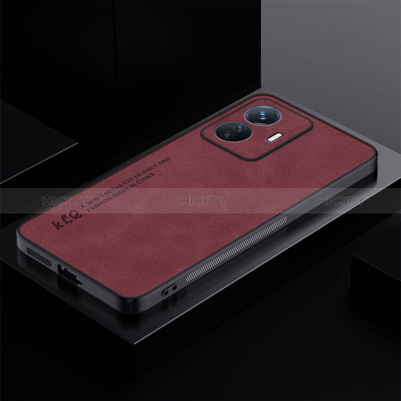 Custodia Lusso Pelle Cover S01 per Vivo Y77e 5G Rosso