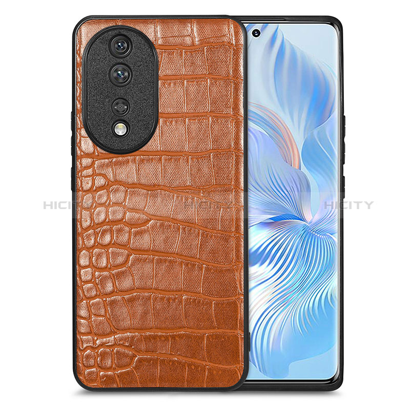 Custodia Lusso Pelle Cover S01D per Huawei Honor 80 5G Marrone