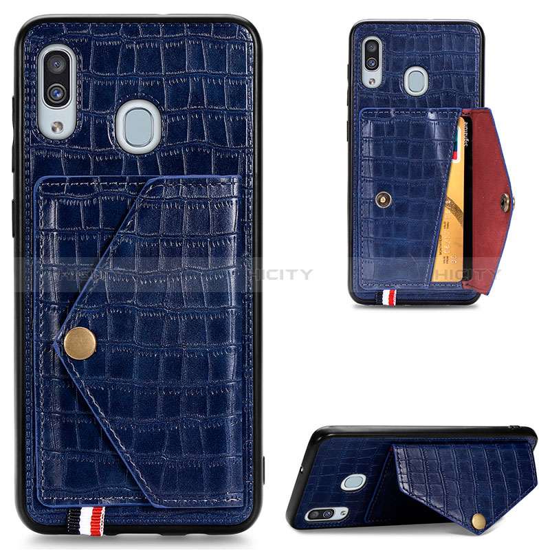 Custodia Lusso Pelle Cover S01D per Samsung Galaxy A20 Blu