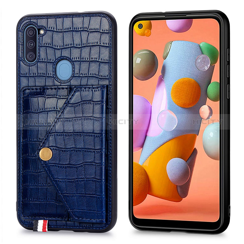 Custodia Lusso Pelle Cover S01D per Samsung Galaxy M11 Blu