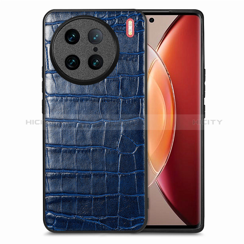 Custodia Lusso Pelle Cover S01D per Vivo X90 Pro 5G Blu