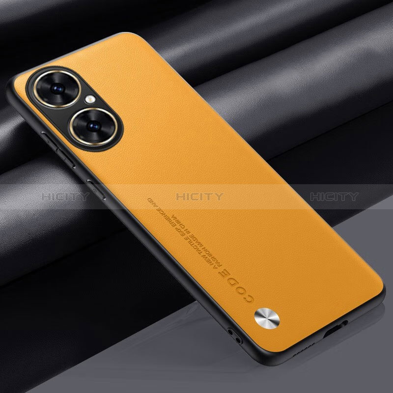 Custodia Lusso Pelle Cover S02 per Huawei Nova 11i Giallo