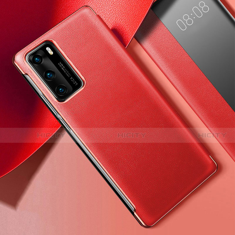 Custodia Lusso Pelle Cover S02 per Huawei P40 Rosso