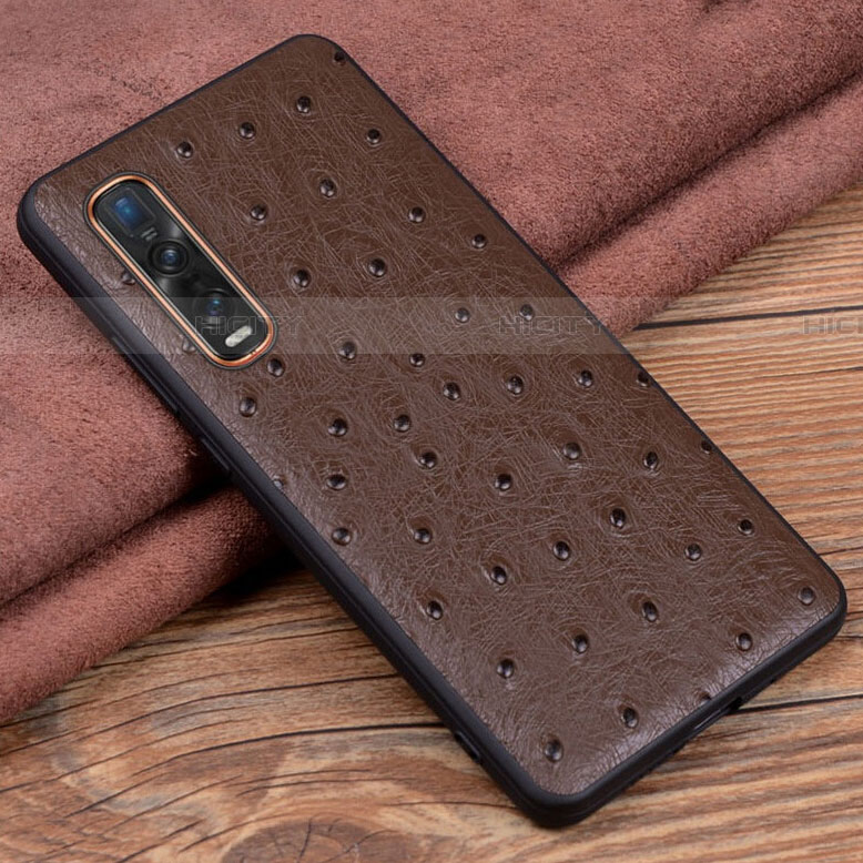 Custodia Lusso Pelle Cover S02 per Oppo Find X2 Pro Marrone