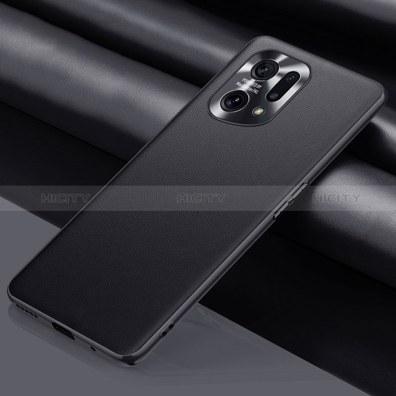 Custodia Lusso Pelle Cover S02 per Oppo Find X5 5G Nero