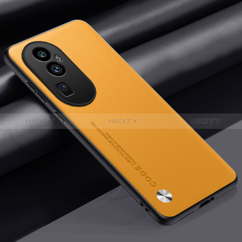 Custodia Lusso Pelle Cover S02 per Oppo Reno10 Pro+ Plus 5G Giallo