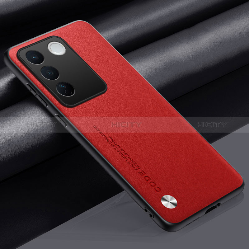 Custodia Lusso Pelle Cover S02 per Vivo V27 Pro 5G Rosso