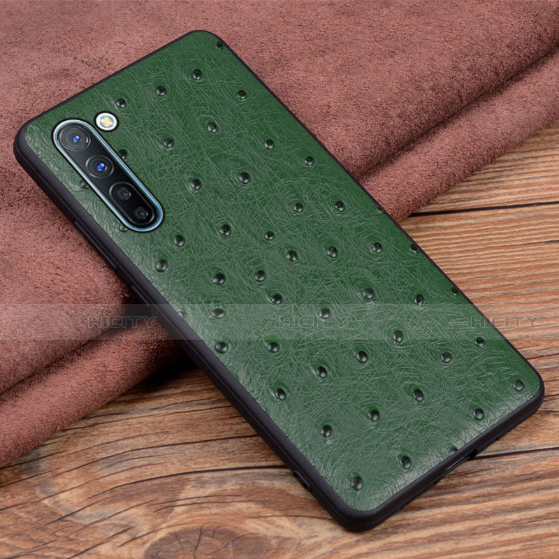 Custodia Lusso Pelle Cover S03 per Oppo F15 Verde