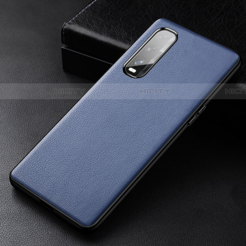 Custodia Lusso Pelle Cover S03 per Oppo Find X2 Blu