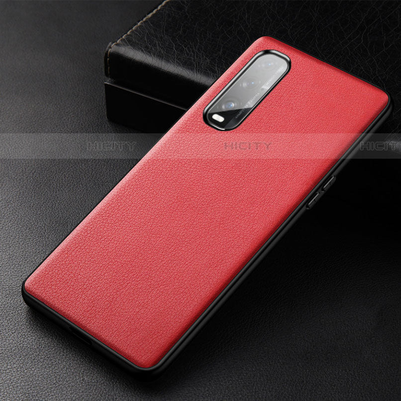 Custodia Lusso Pelle Cover S03 per Oppo Find X2 Rosso