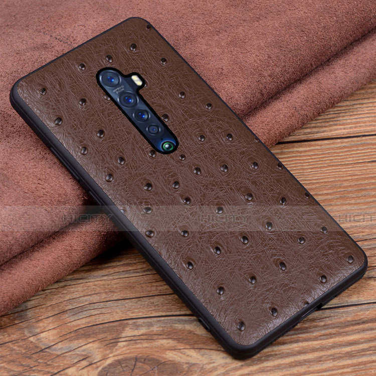 Custodia Lusso Pelle Cover S03 per Oppo Reno2 Marrone