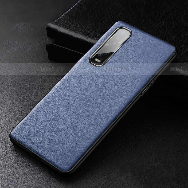 Custodia Lusso Pelle Cover S04 per Oppo Find X2 Pro Blu