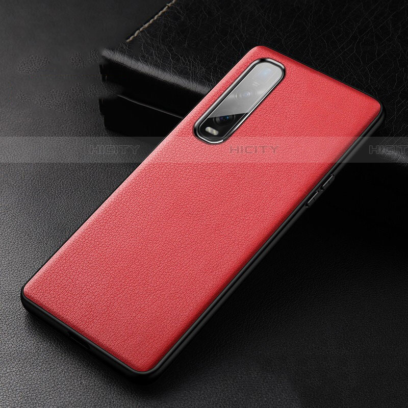 Custodia Lusso Pelle Cover S04 per Oppo Find X2 Pro Rosso