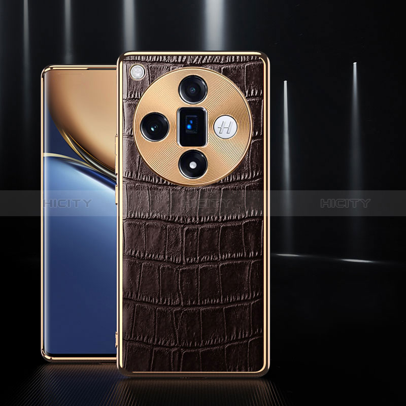 Custodia Lusso Pelle Cover S04 per Oppo Find X7 5G Marrone